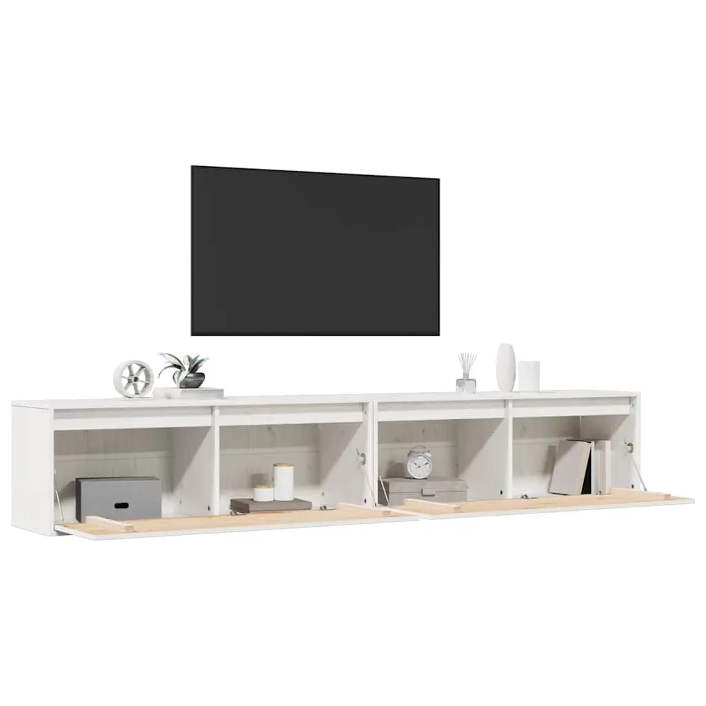 Floating Wall Cabinet 100x30x35 cm White Pinewood Unit