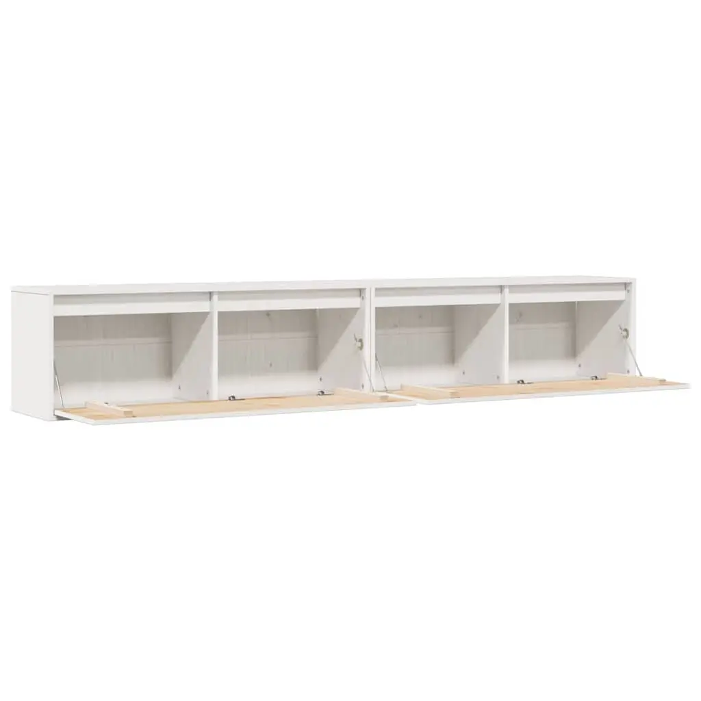 Floating Wall Cabinet 100x30x35 cm White Pinewood Unit