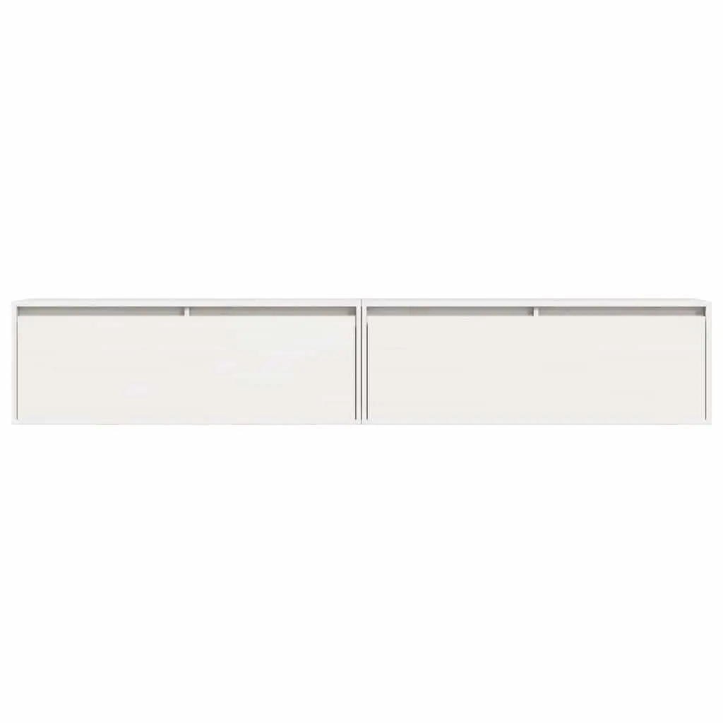 Floating Wall Cabinet 100x30x35 cm White Pinewood Unit