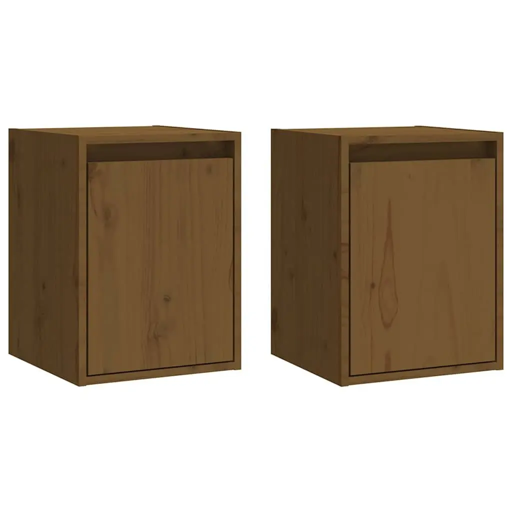 Wall Cabinet 2 Pieces Brown Solid Wood Storage Display Shelving Unit 30x30x40cm