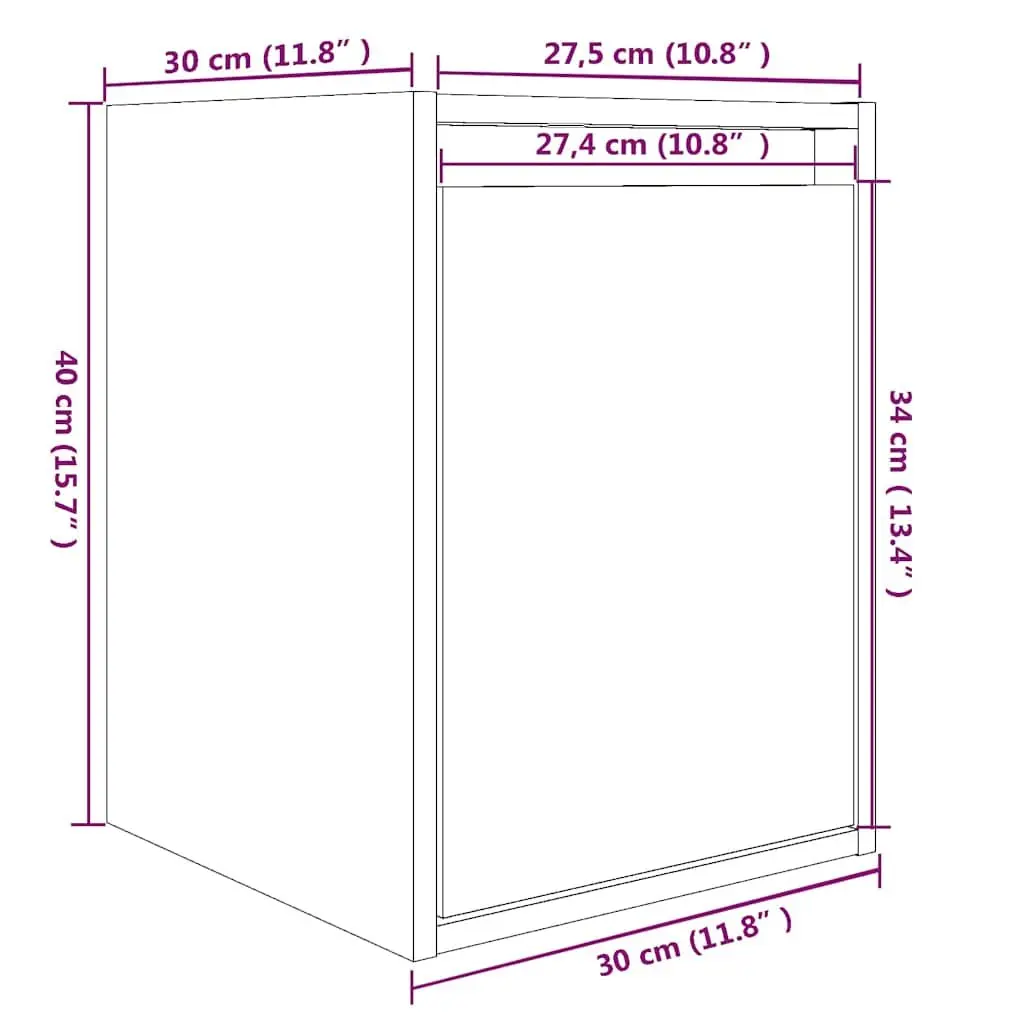 Solid Wood Wall Cabinet Set in Black, 30x30x40 cm