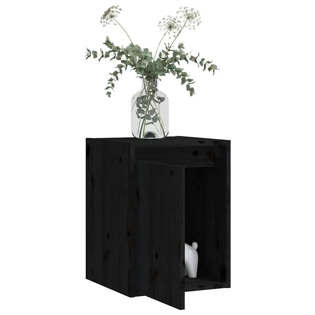 Solid Wood Wall Cabinet Set in Black, 30x30x40 cm