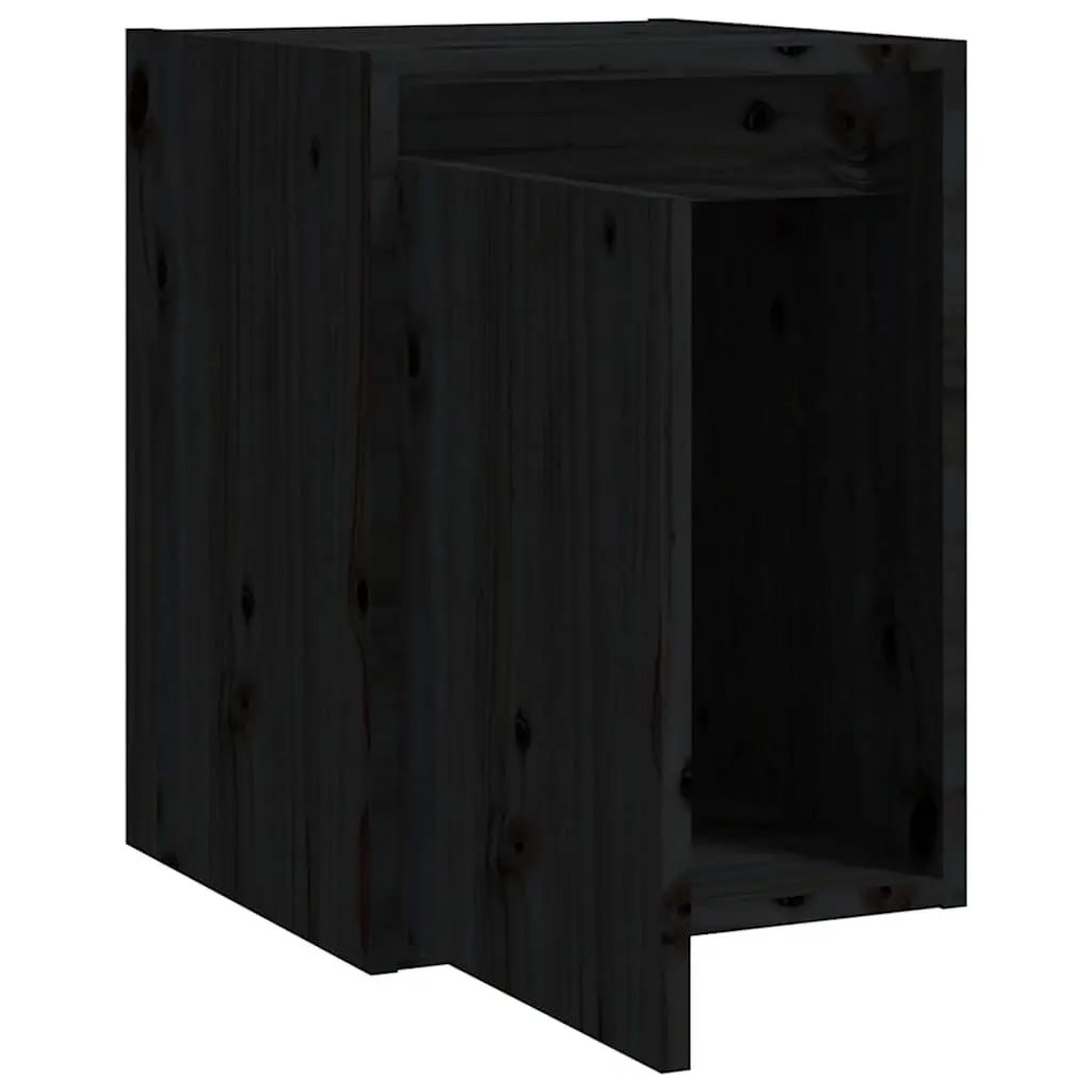 Solid Wood Wall Cabinet Set in Black, 30x30x40 cm