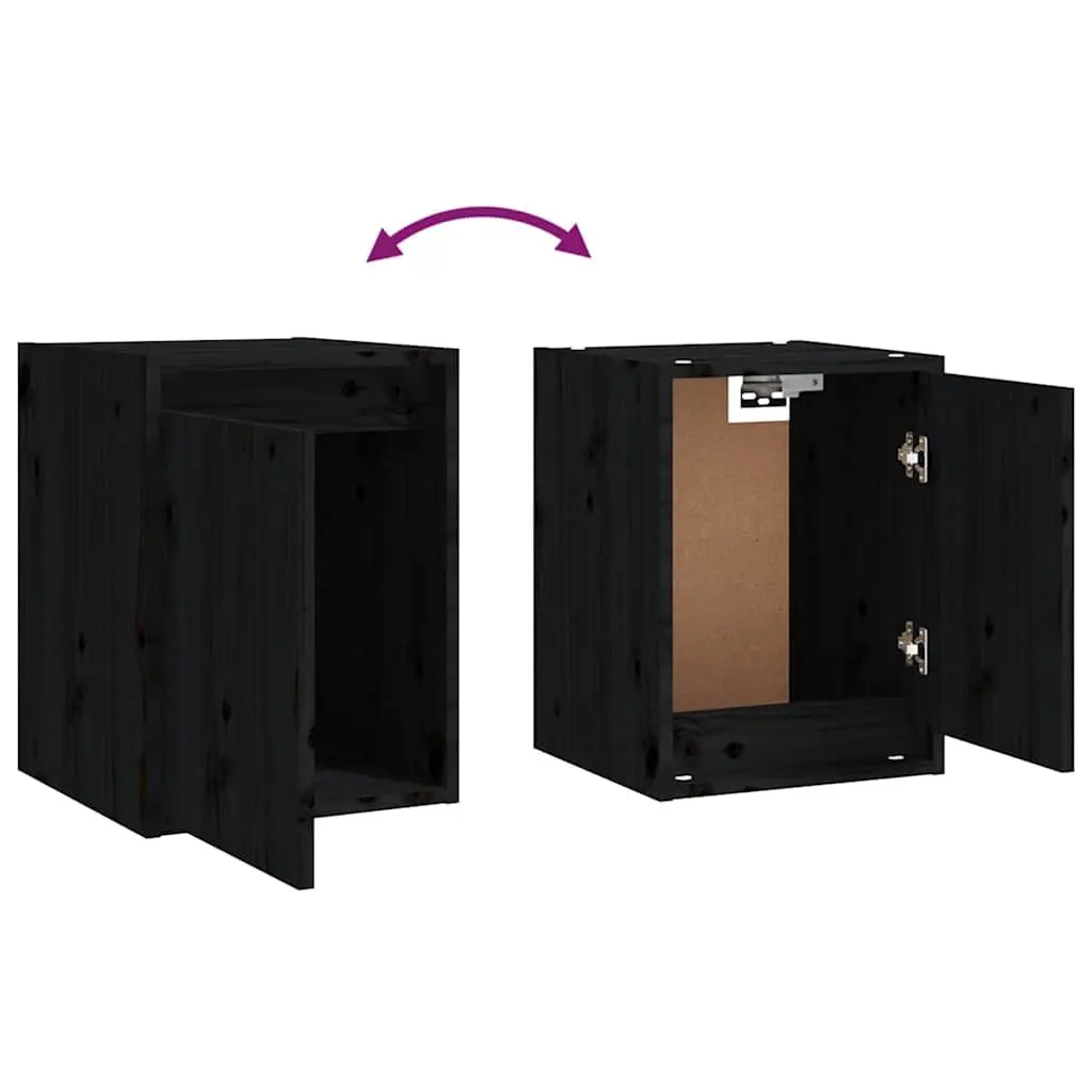 Solid Wood Wall Cabinet Set in Black, 30x30x40 cm