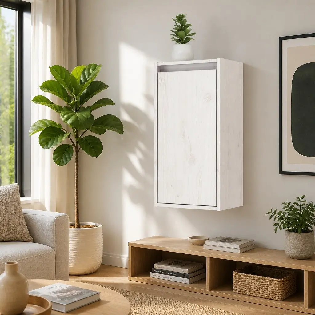 Solid Wood Pine Floating Wall Cabinets 2 pcs White 30x30x60 cm