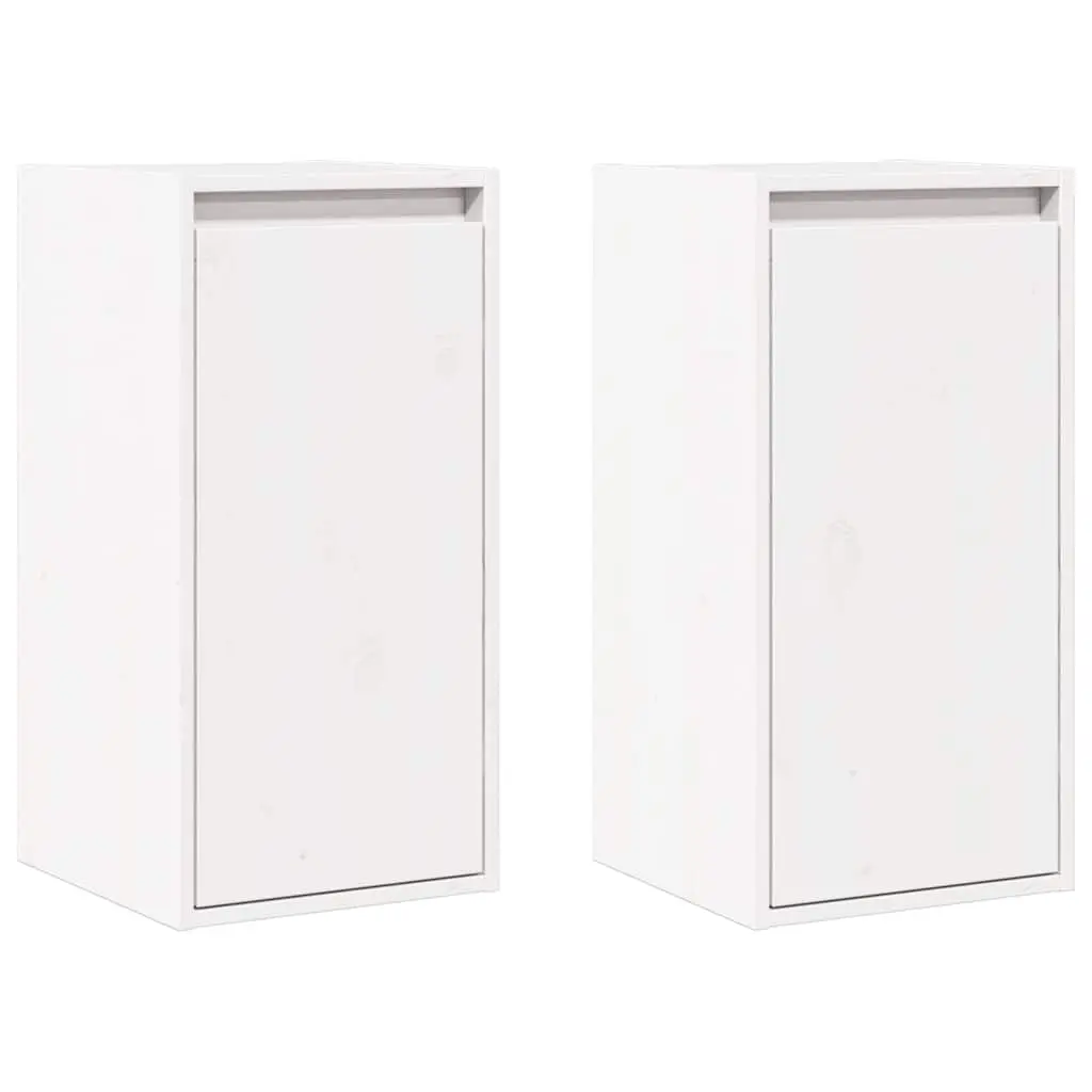Solid Wood Pine Floating Wall Cabinets 2 pcs White 30x30x60 cm