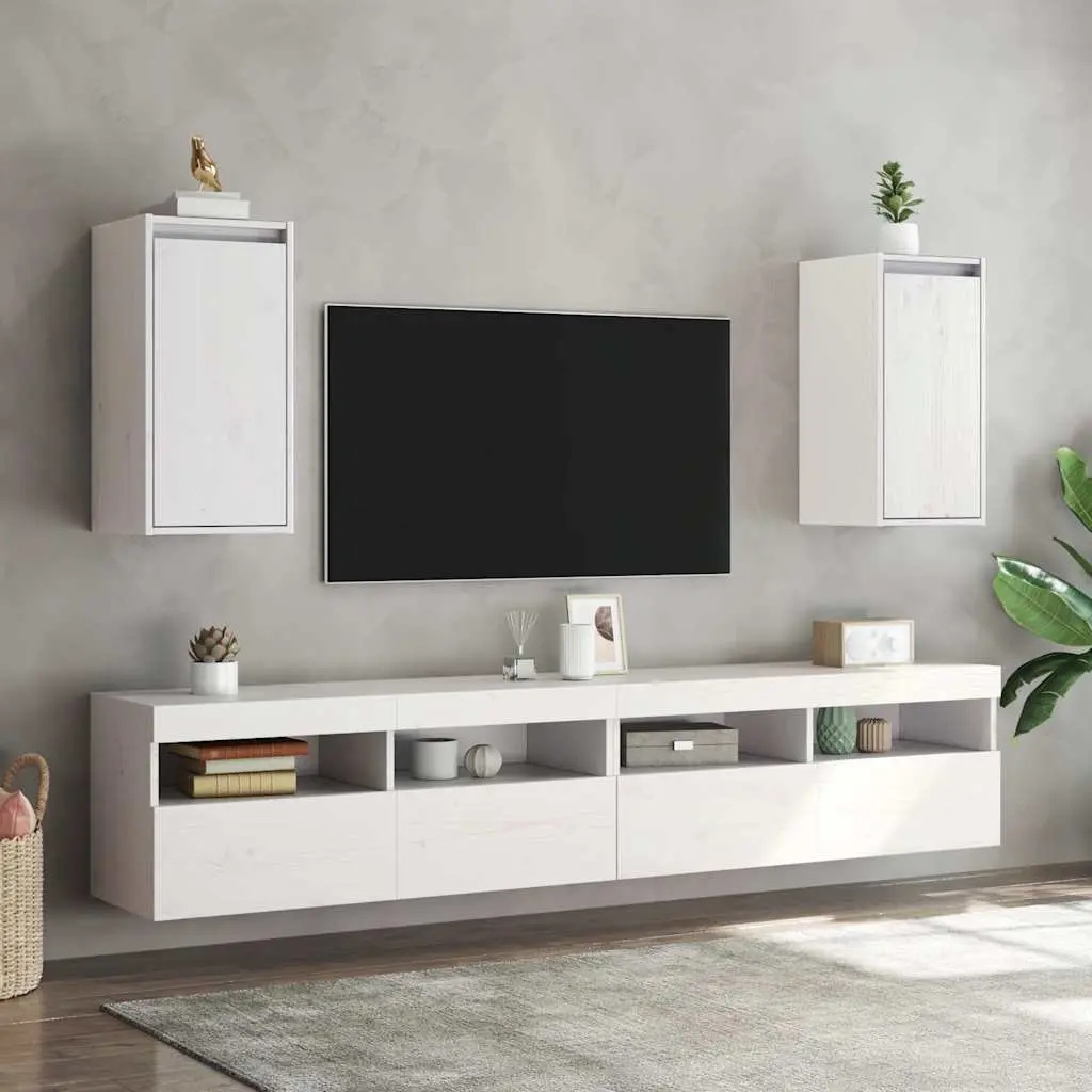 Solid Wood Pine Floating Wall Cabinets 2 pcs White 30x30x60 cm