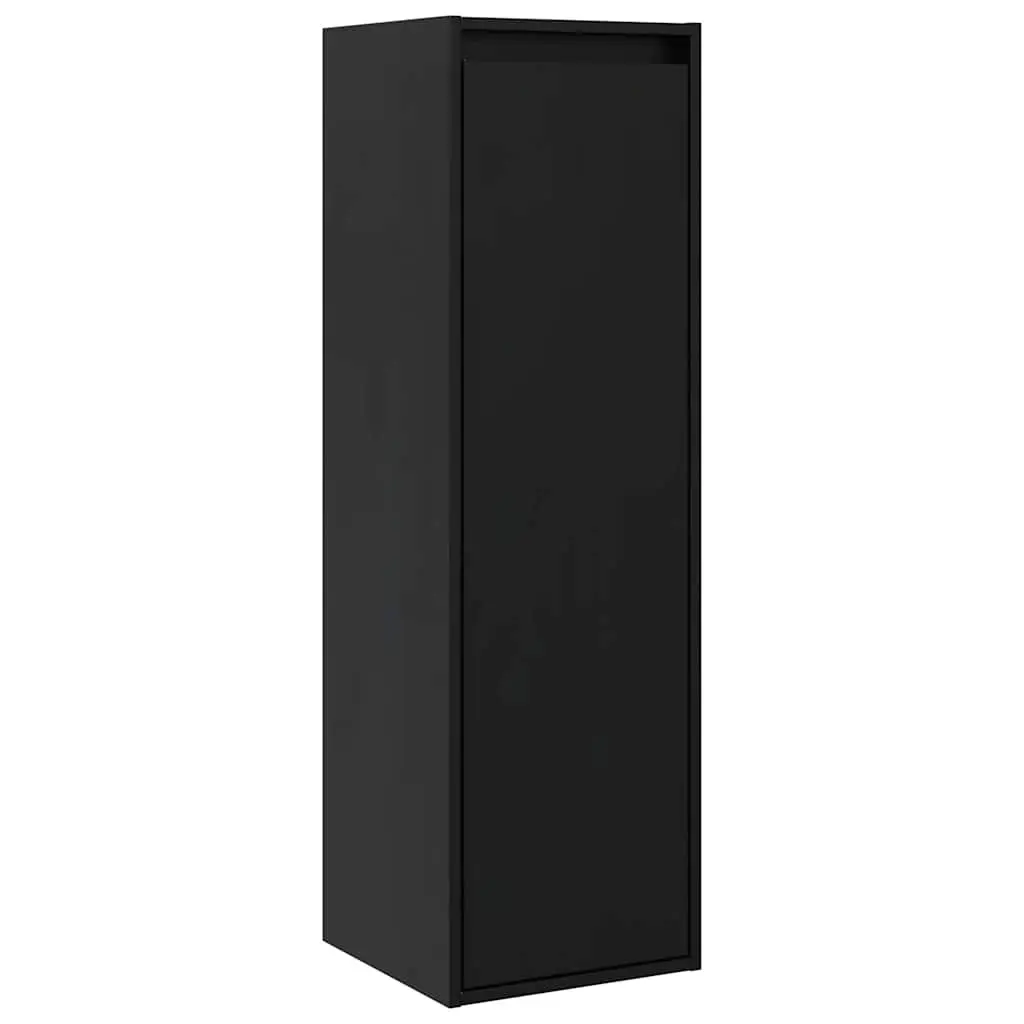 Wall Cabinets Solid Pine 30x30x100 cm Black 2 Piece Floating Storage Hanging Shelf
