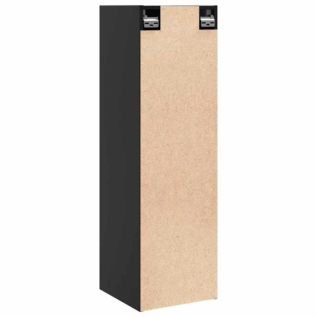 Wall Cabinets Solid Pine 30x30x100 cm Black 2 Piece Floating Storage Hanging Shelf