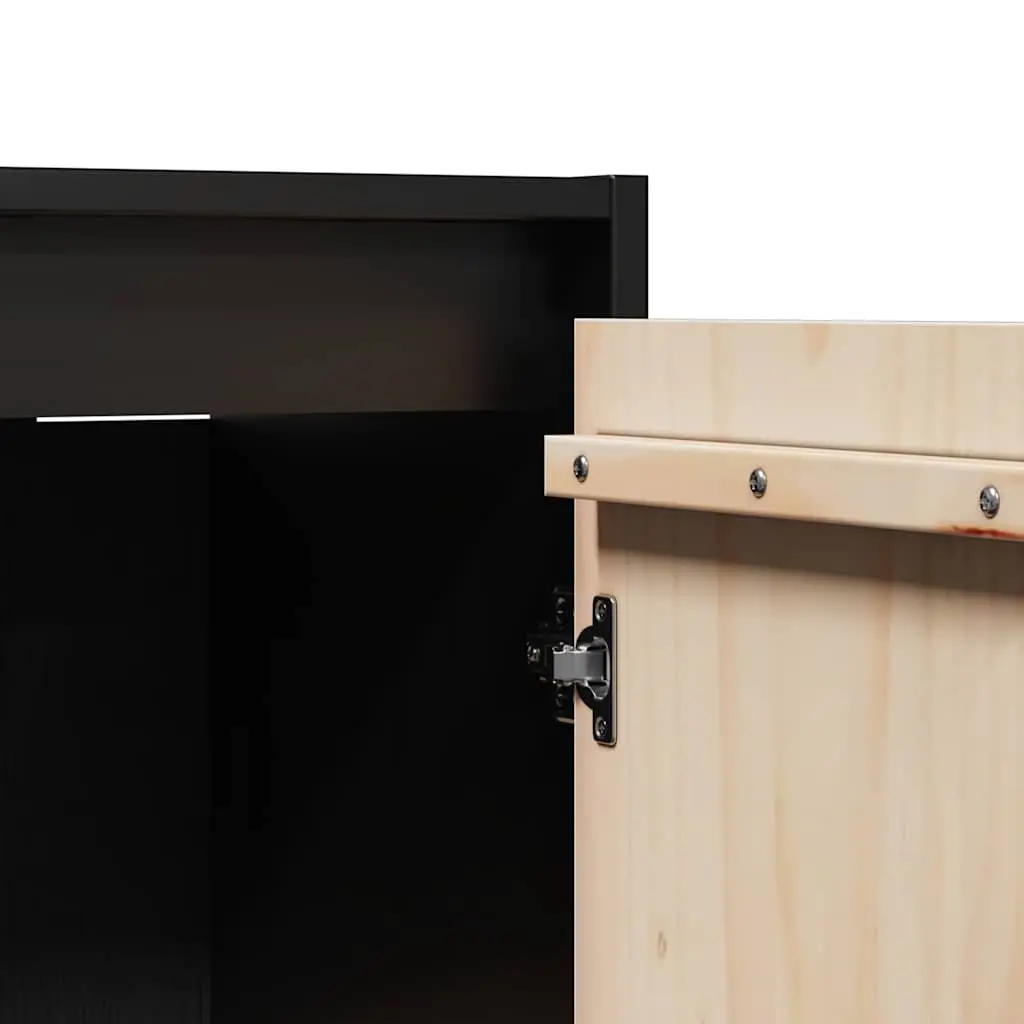 Wall Cabinets Solid Pine 30x30x100 cm Black 2 Piece Floating Storage Hanging Shelf
