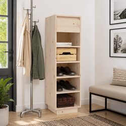 Sturdy Brown Shoe Cabinet with 5 Compartments and Drawer