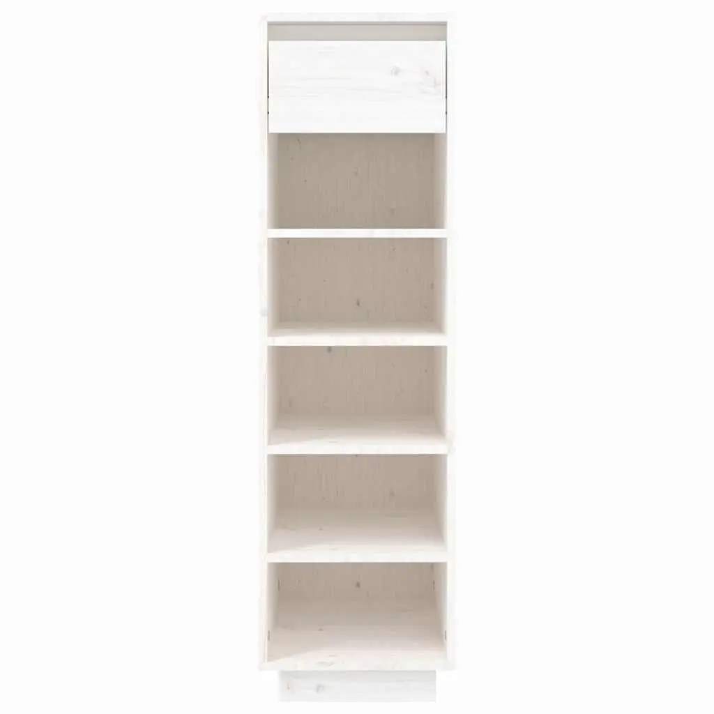 Shoe Cabinet Solid Wood Pine White 5 Compartments 1 Drawer