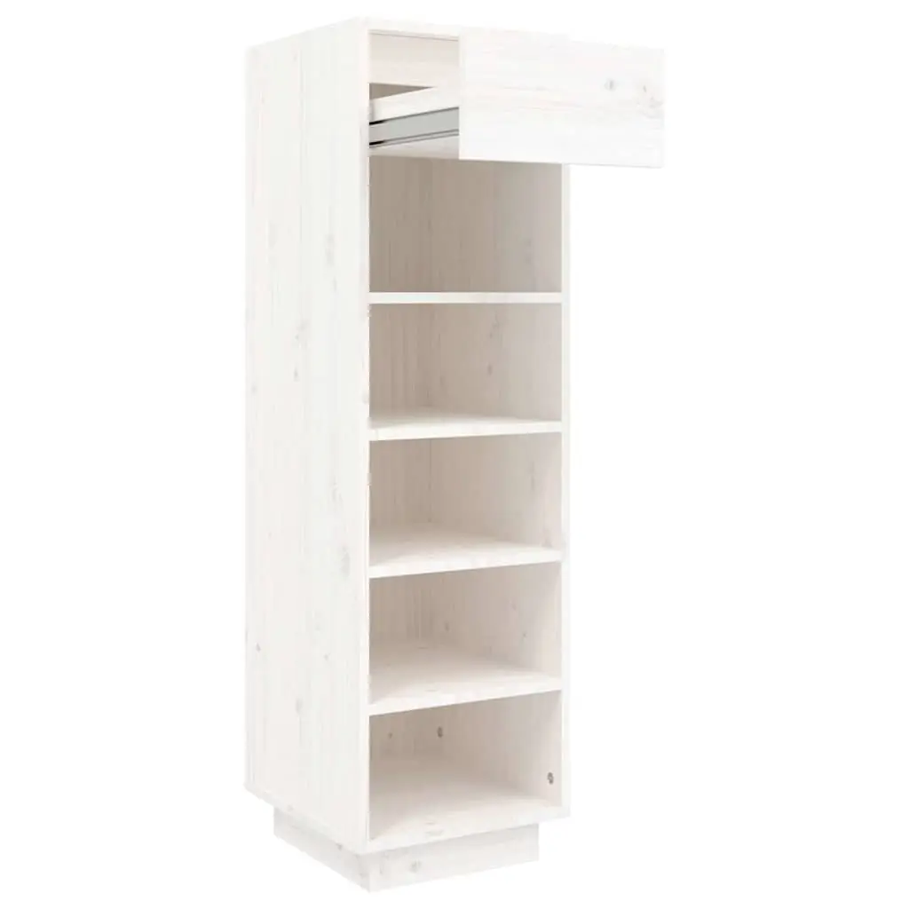 Shoe Cabinet Solid Wood Pine White 5 Compartments 1 Drawer