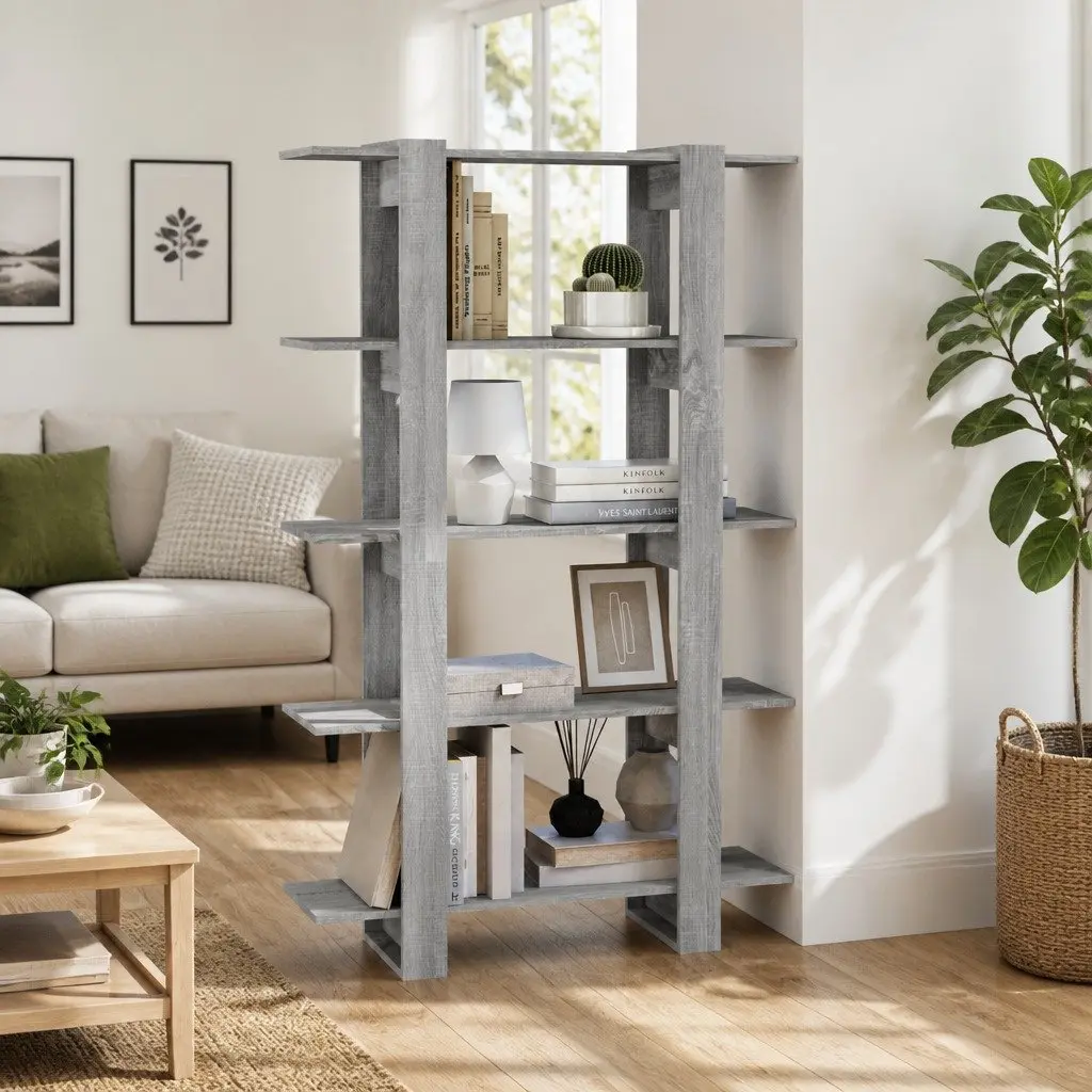 Book Cabinet Grey Sonoma Shelving Unit Room Divider Storage Organiser