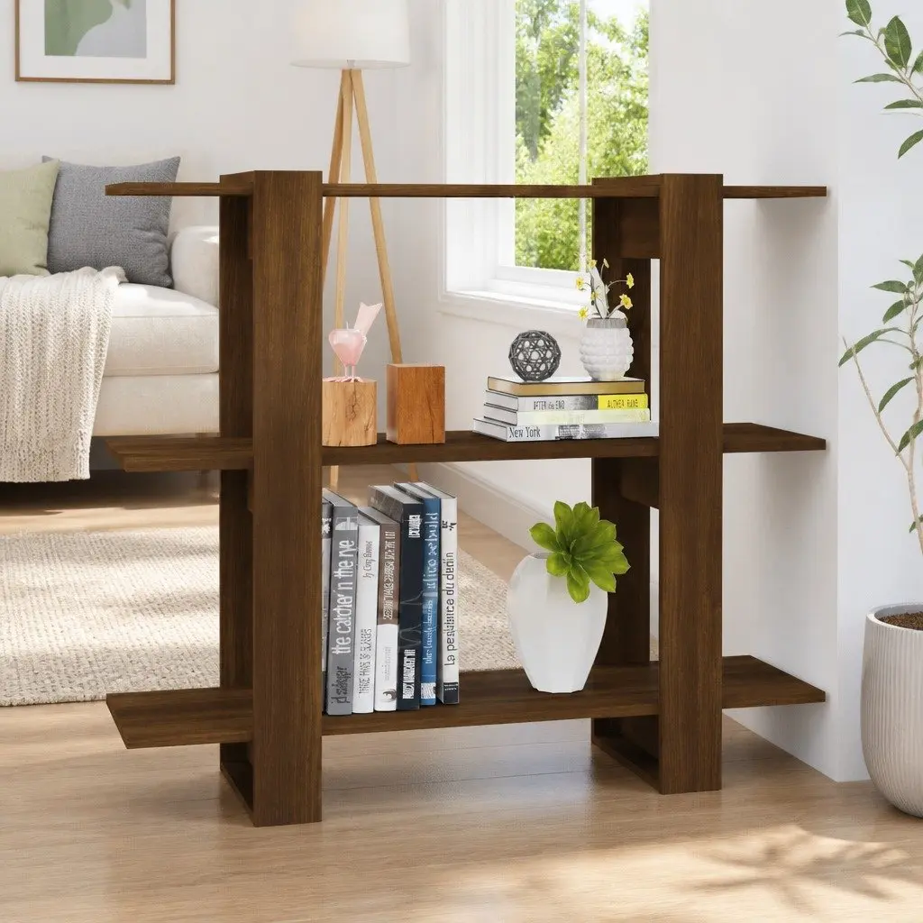 Book Cabinet Storage Shelving Room Divider Brown 100x30x87 cm