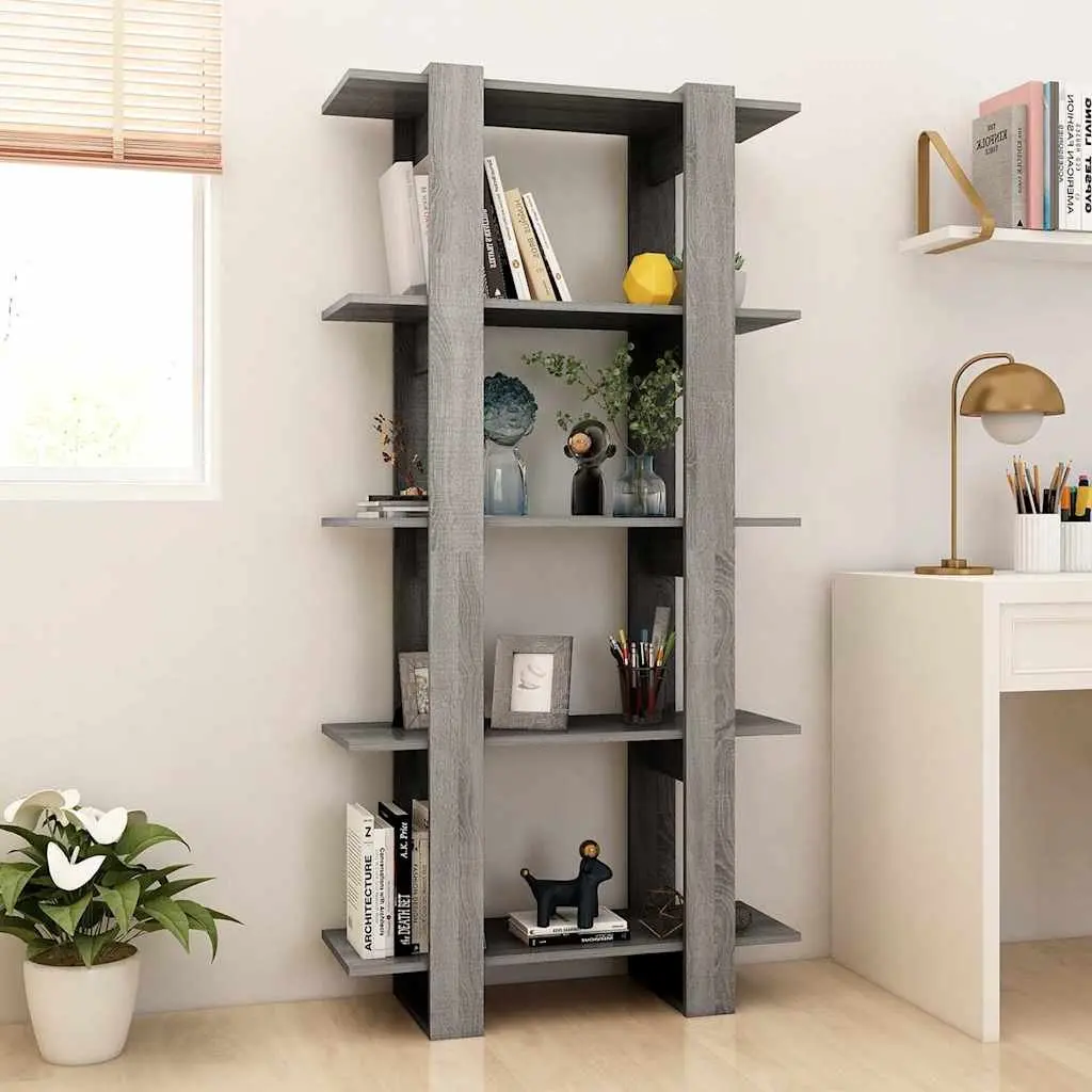 Book Cabinet Engineered Wood 80W x 30D x 160H cm Grey Sonoma
