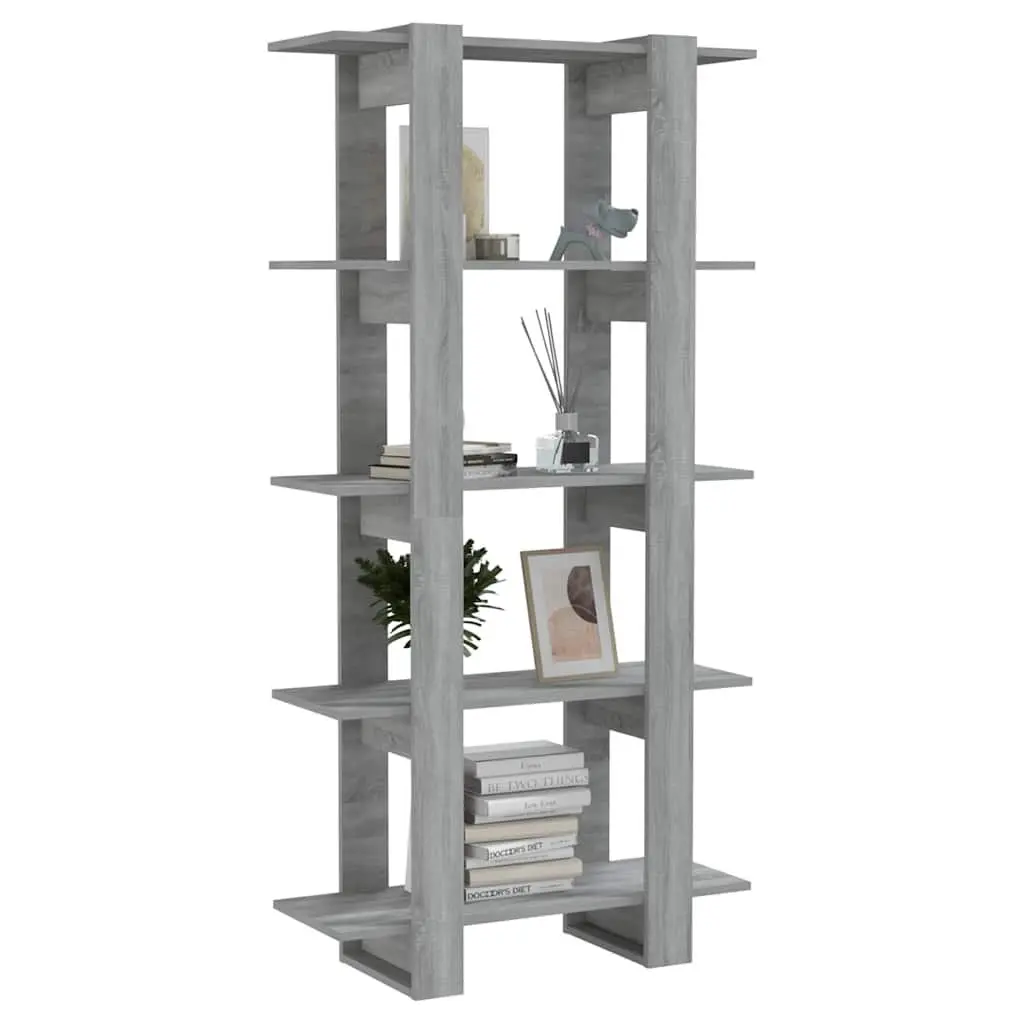 Book Cabinet Engineered Wood 80W x 30D x 160H cm Grey Sonoma