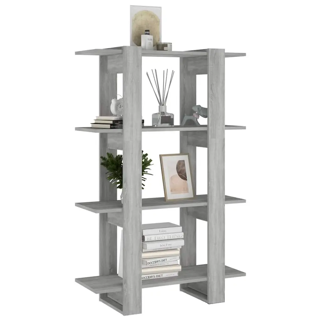 Book Cabinet Wooden 80 x 30 x 123.5 cm Grey Shelving Unit Storage Organiser