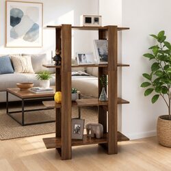 Sturdy Wooden Book Cabinet with Room Divider Functionality