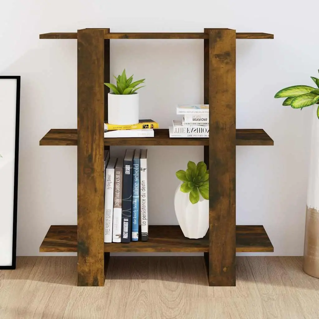 Brown Wooden Book Cabinet and Room Divider for Storage