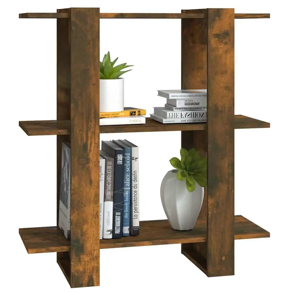 Brown Wooden Book Cabinet and Room Divider for Storage
