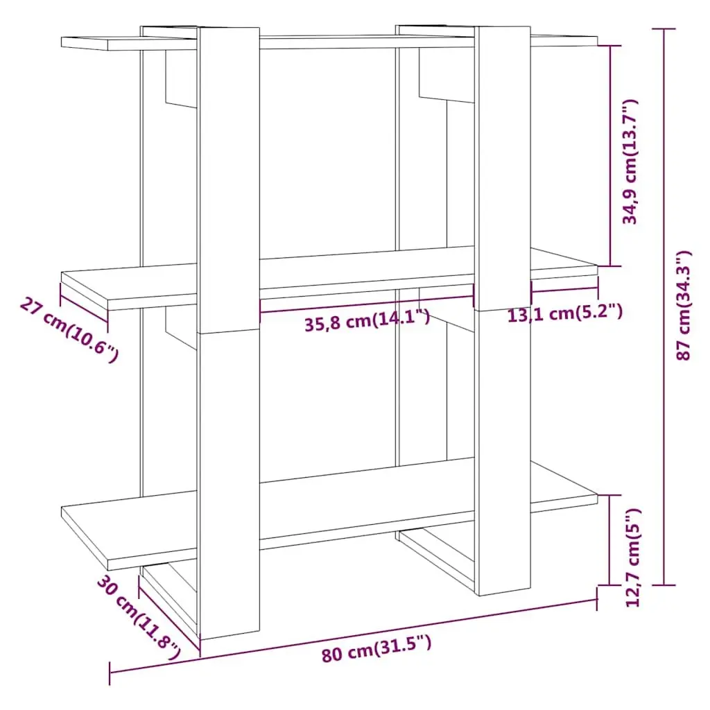Brown Wooden Book Cabinet and Room Divider for Storage