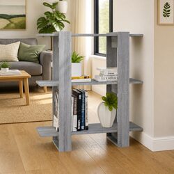 Stylish Grey Wooden Book Cabinet and Room Divider