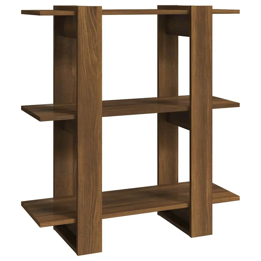 Brown Oak Book Cabinet Room Divider with Ample Storage