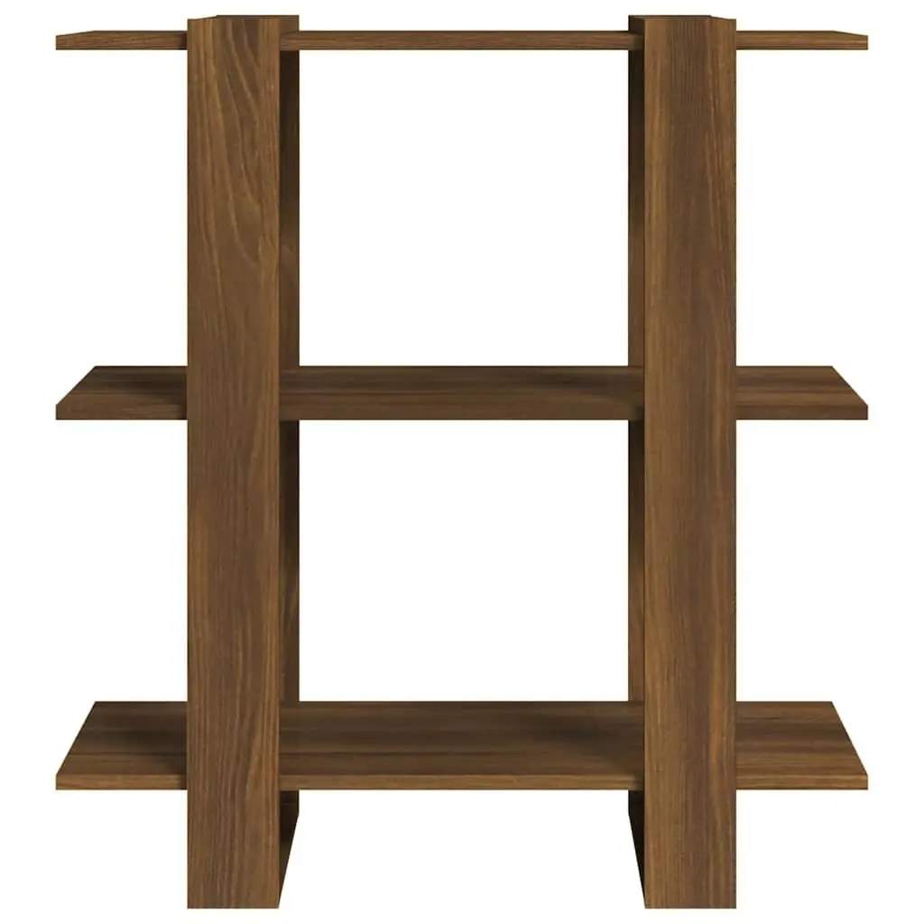 Brown Oak Book Cabinet Room Divider with Ample Storage
