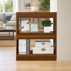 Sturdy Brown Oak Book Cabinet with Room Divider Functionality