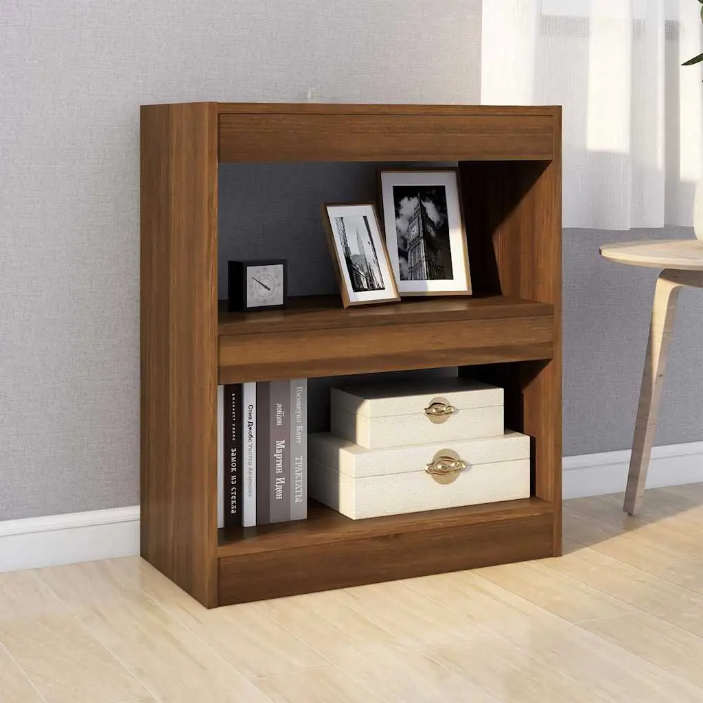 Brown Oak Book Cabinet with Room Divider Functionality