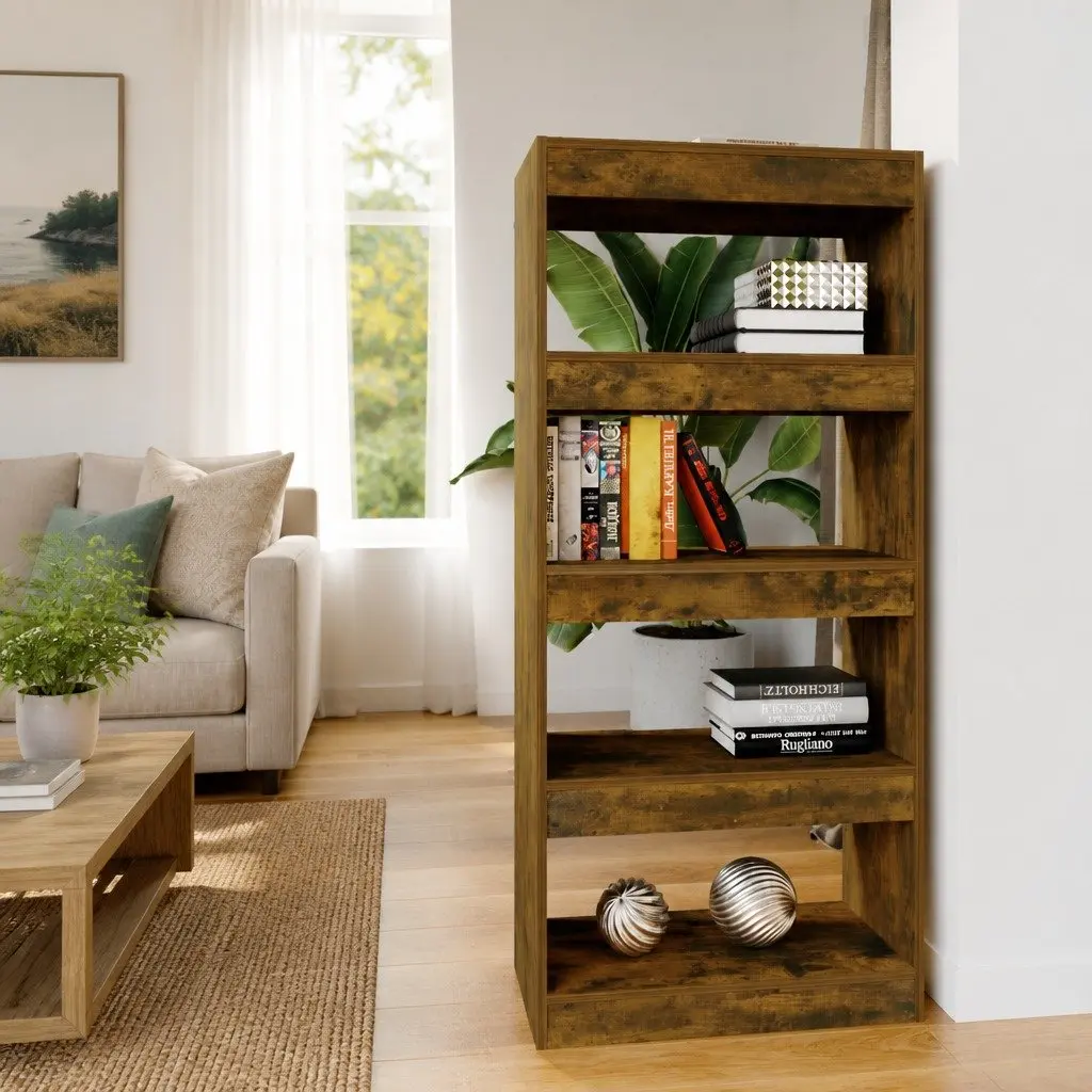 Smoked Oak Book Cabinet Room Divider