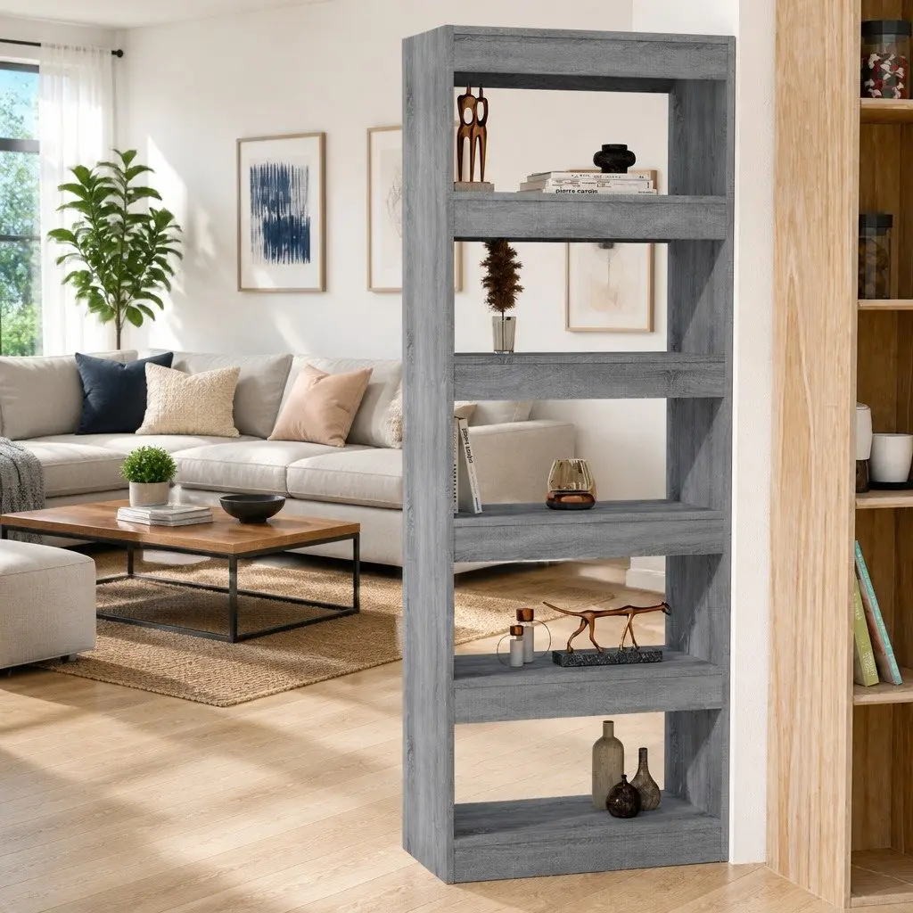 Book Cabinet Engineered Wood 60x30x166cm Grey Sonoma