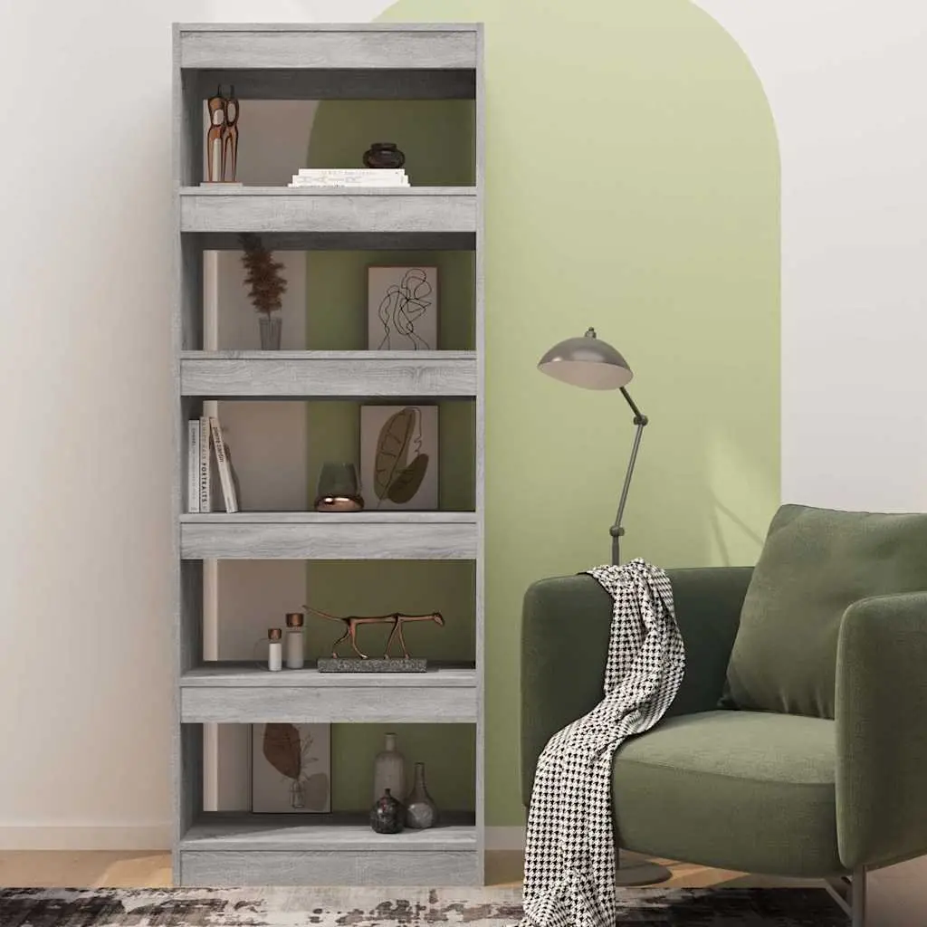 Book Cabinet Engineered Wood 60x30x166cm Grey Sonoma