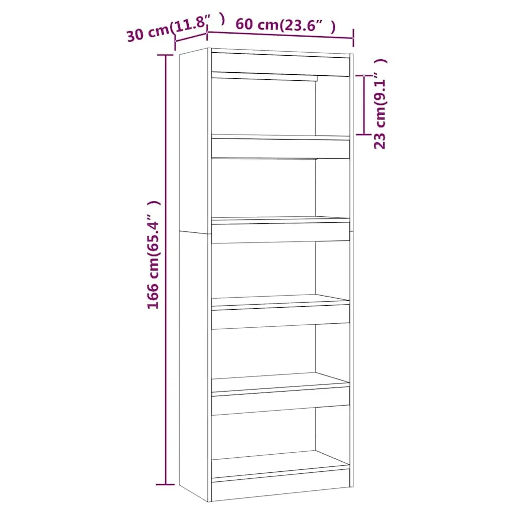 Book Cabinet Engineered Wood 60x30x166cm Grey Sonoma