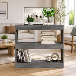 Stylish Grey Book Cabinet Room Divider with Ample Storage