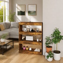 Stylish Book Cabinet Room Divider Smoked Oak 80x30x103cm