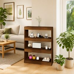 Sturdy Brown Oak Book Cabinet and Room Divider