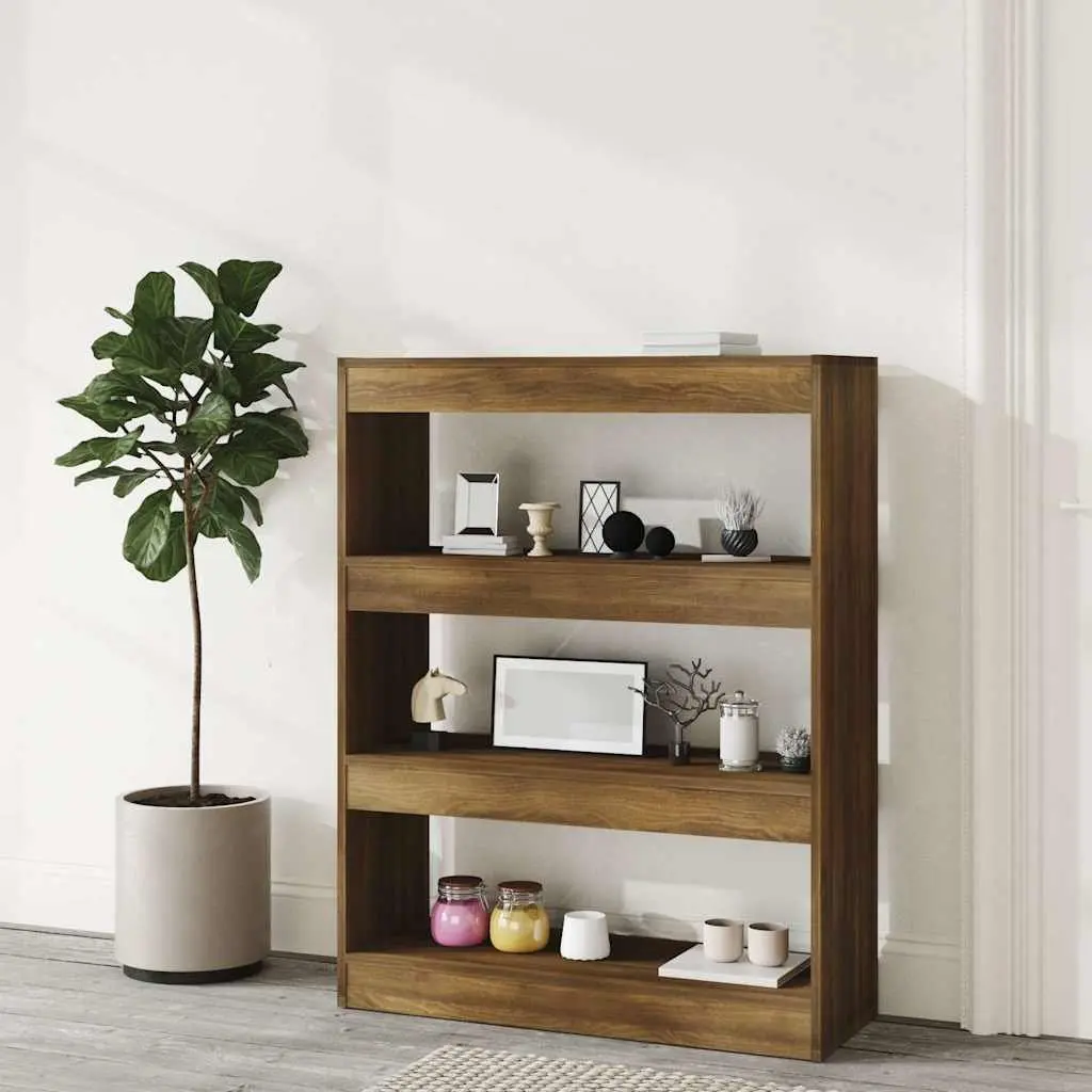 Brown Oak Book Cabinet and Room Divider