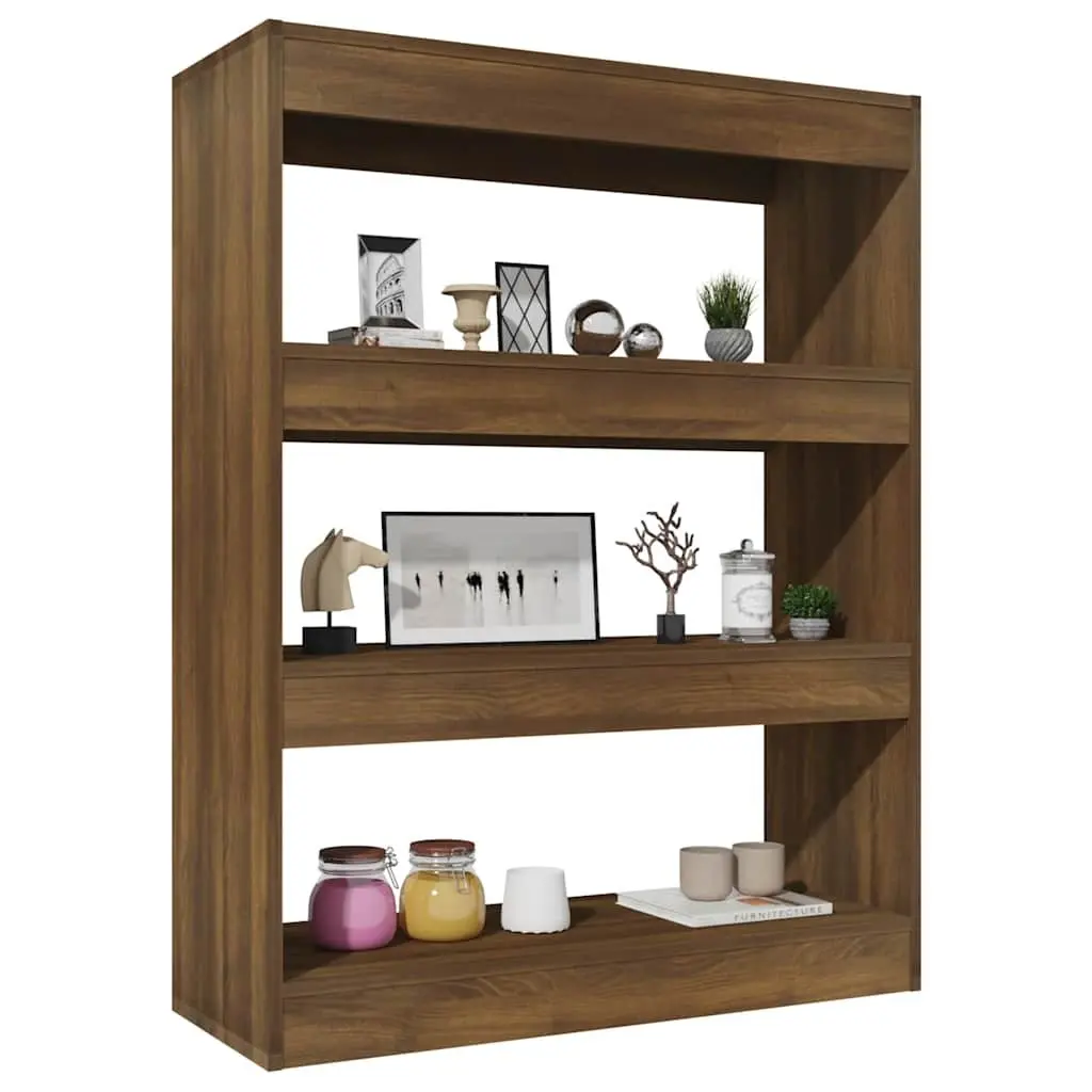 Brown Oak Book Cabinet and Room Divider