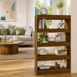 Brown Oak Book Cabinet Room Divider 80x30x135cm