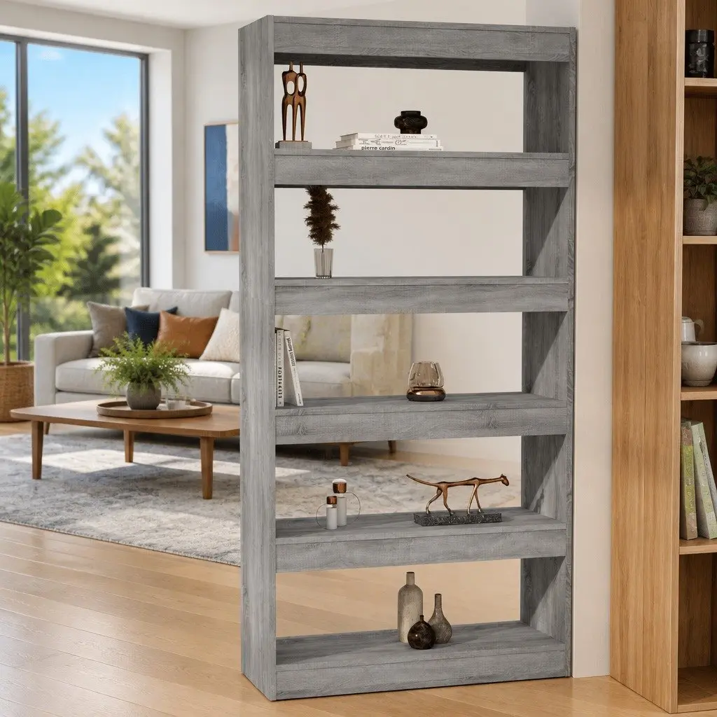 Grey Sonoma Book Cabinet with Room Divider Functionality