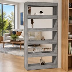 Grey Sonoma Book Cabinet with Room Divider Functionality