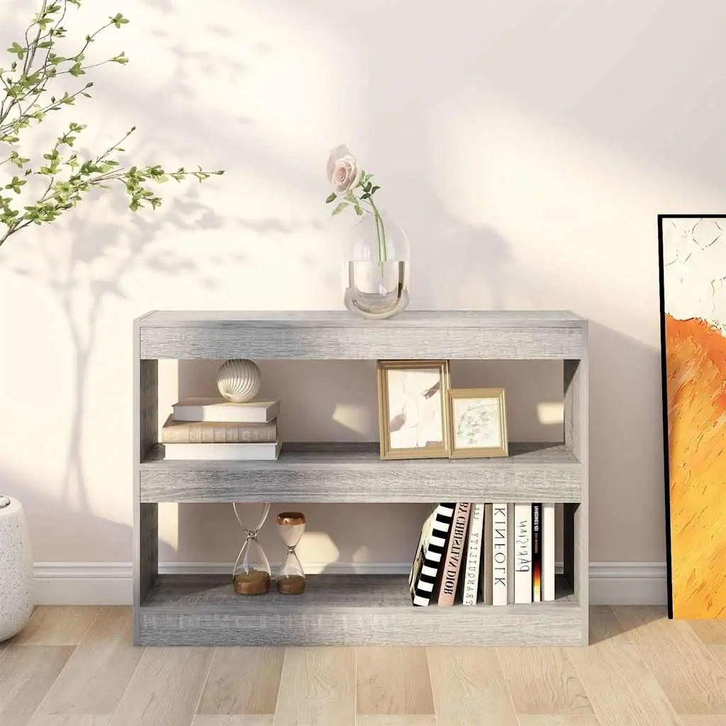 Book Cabinet Room Divider Grey Sonoma Storage Shelving Unit 100x30x72cm