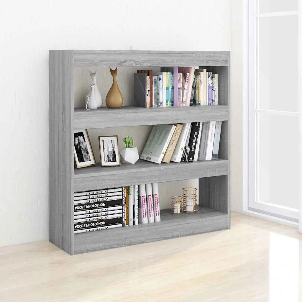 Book Cabinet Storage Organiser Grey Sonoma Open Shelving Unit 100 x 30 x 103 cm
