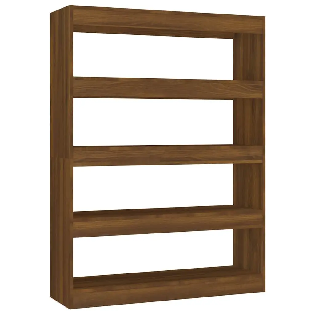 Brown Oak Book Cabinet with Room Divider Functionality