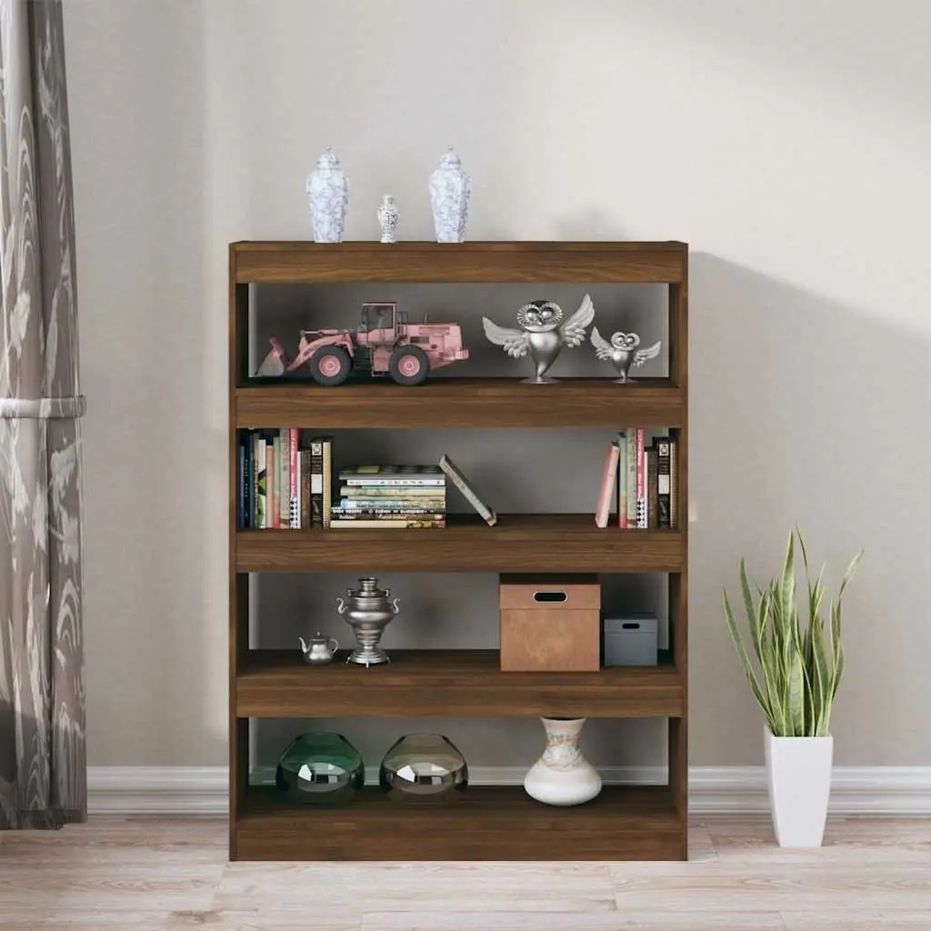 Brown Oak Book Cabinet with Room Divider Functionality