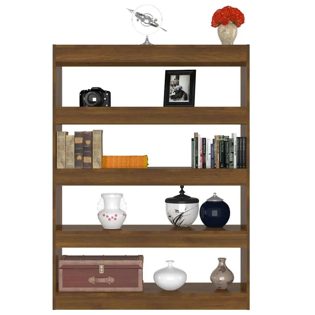Brown Oak Book Cabinet with Room Divider Functionality