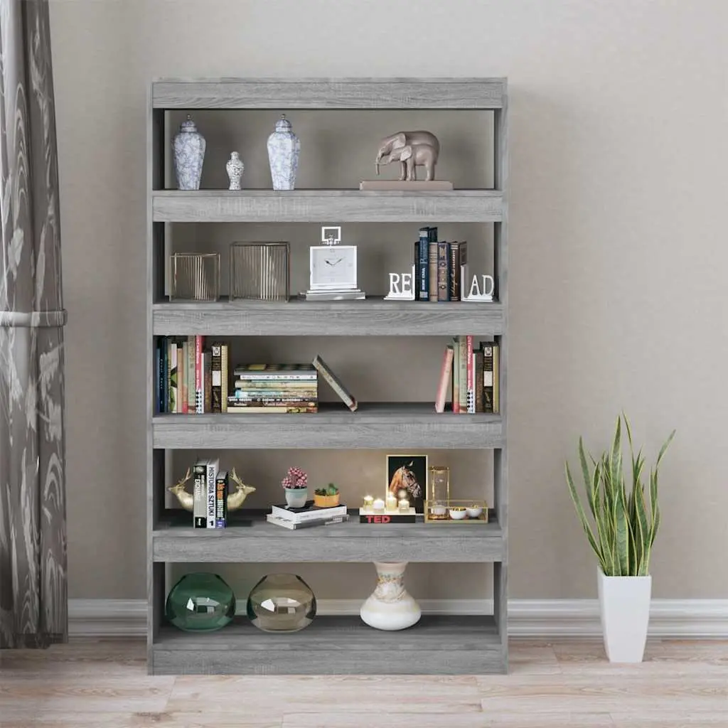 Book Cabinet Wooden Grey 100 x 30 x 166 cm Shelving Storage Room Divider