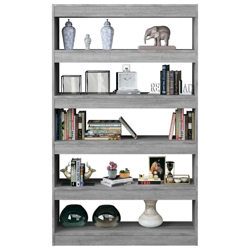 Book Cabinet Wooden Grey 100 x 30 x 166 cm Shelving Storage Room Divider